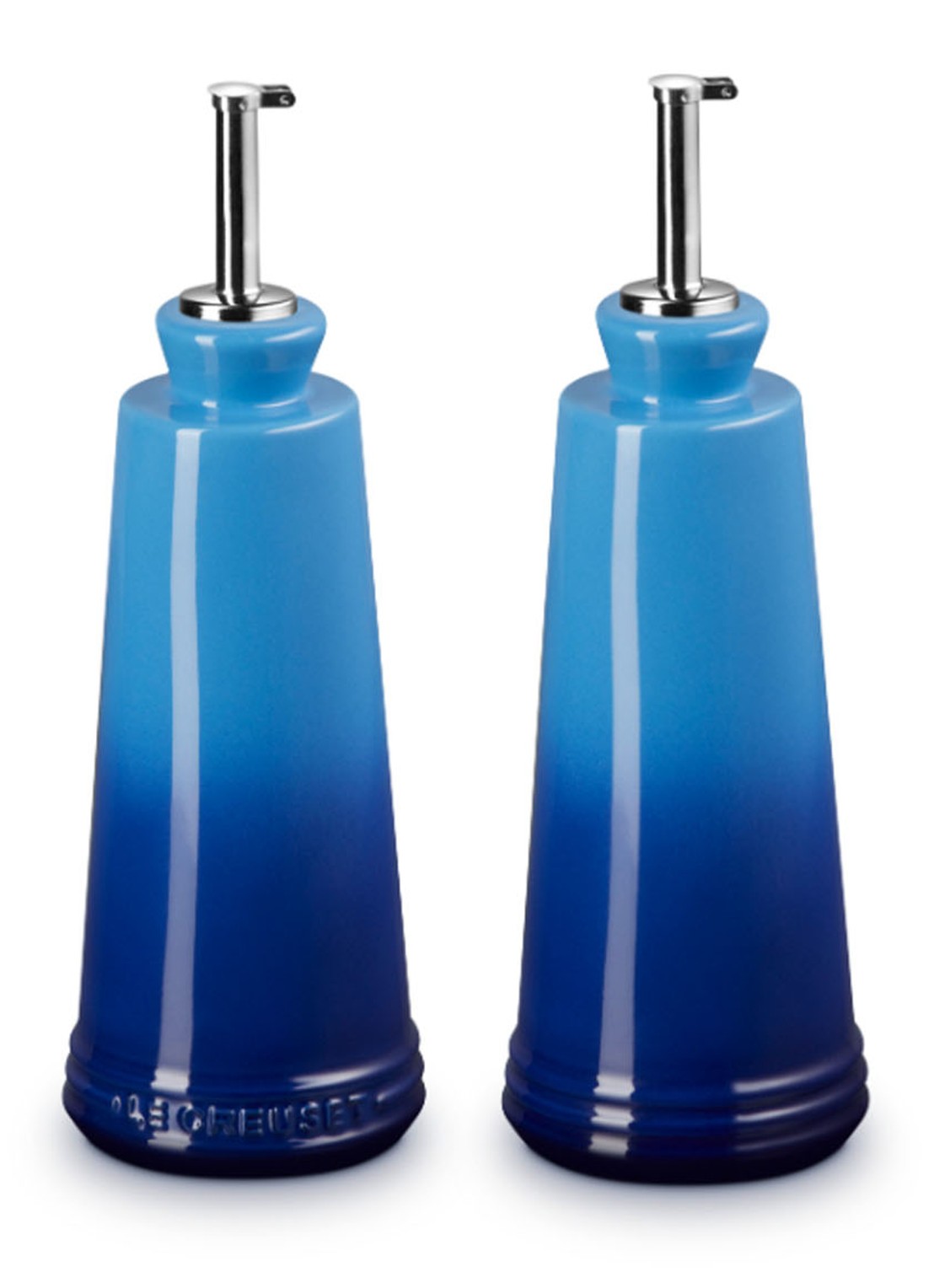 Le Creuset Signature olie- en azijnstel set van 2  - voorkant 4 azure / blauw