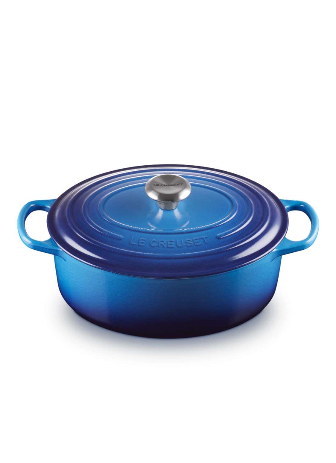 Le Creuset Signature ovale braadpan 29 cm - voorkant 5 azure / blauw