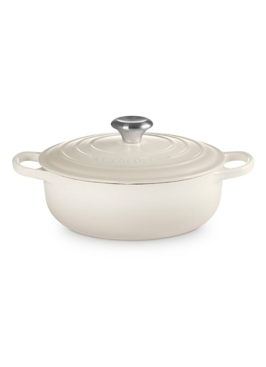 Le Creuset Signature sauteuse 24 cm - voorkant gebroken wit