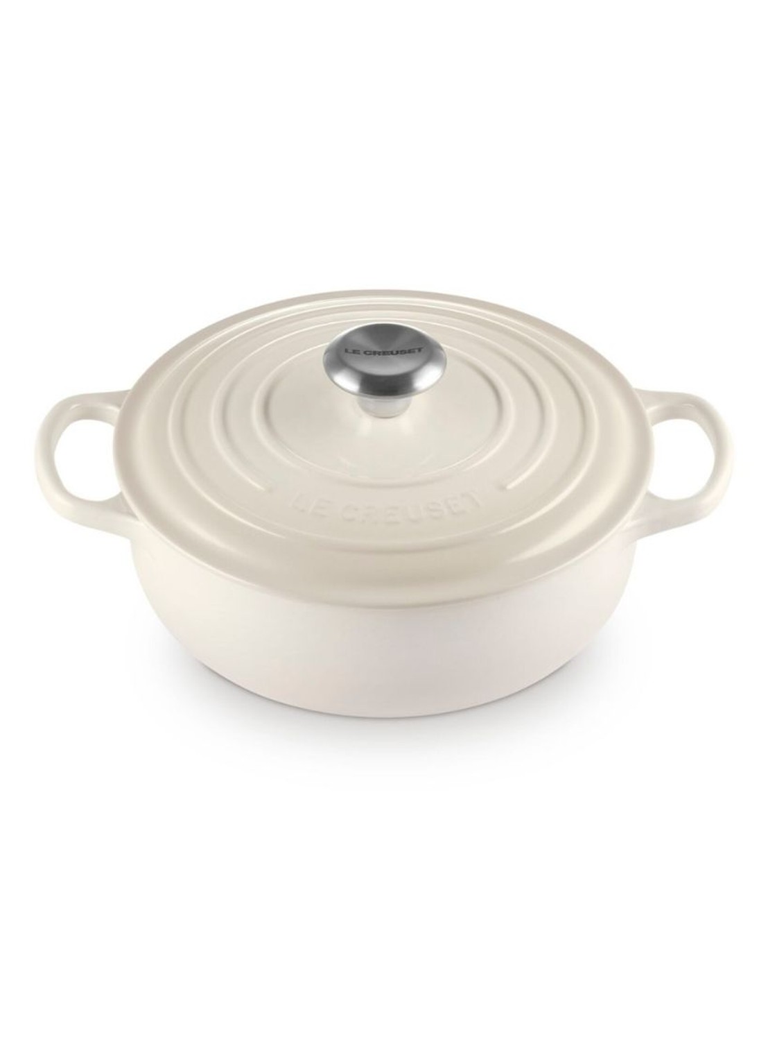 Le Creuset Signature sauteuse 24 cm - voorkant 2 gebroken wit