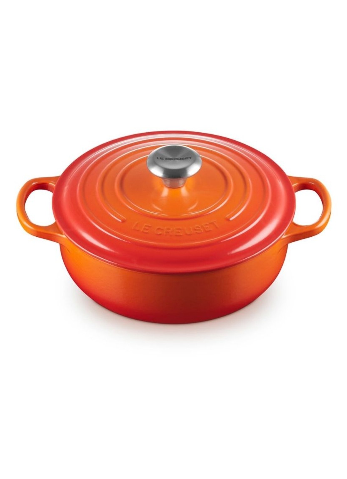 Le Creuset Signature sauteuse 24 cm - voorkant 2 oranjerood