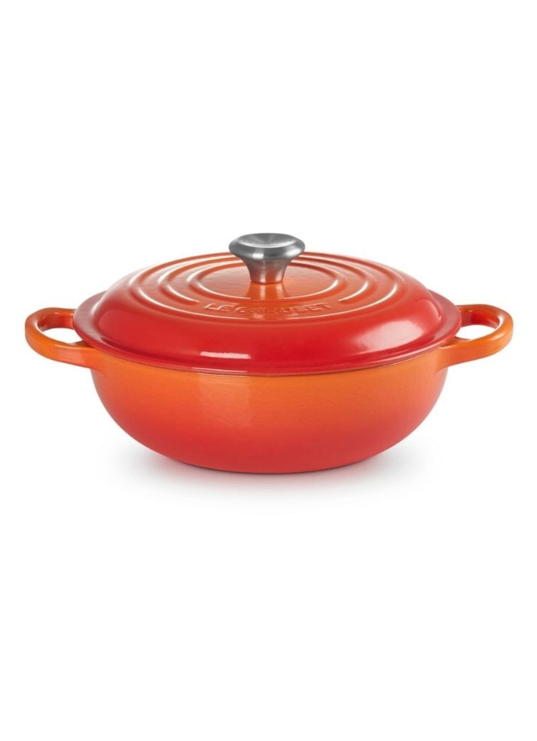 Le Creuset Signature stoofpan 22 cm - voorkant 4 oranjerood
