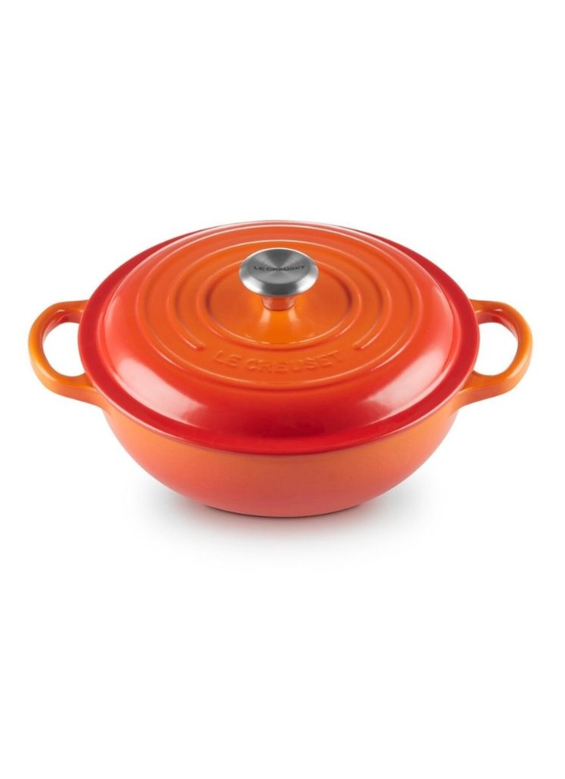 Le Creuset Signature stoofpan 22 cm - voorkant 5 oranjerood