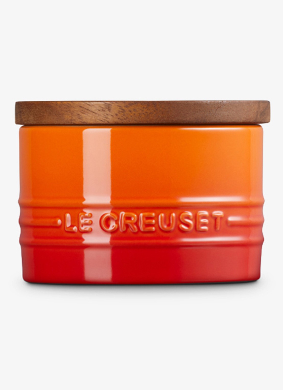 Le Creuset Signature voorraadpot 0,2 liter - achterkant oranjerood