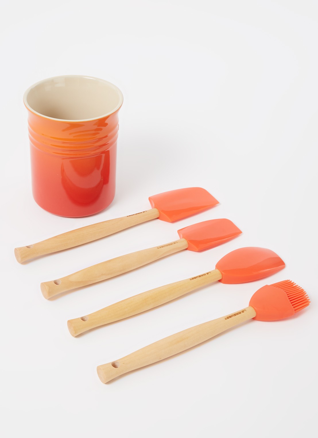Le Creuset Spatelpot met spatels set van 4 - detail 3 oranjerood