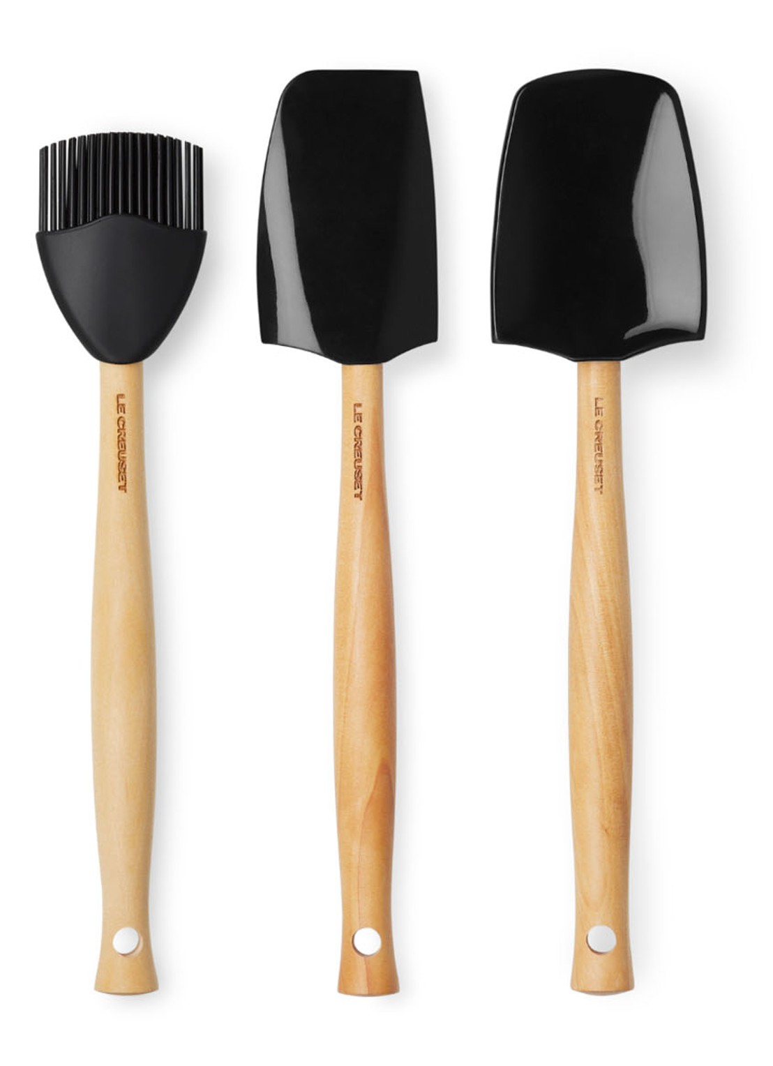 Le Creuset Spatels Premium set van 3  - voorkant 4 ebbenzwart / zwart