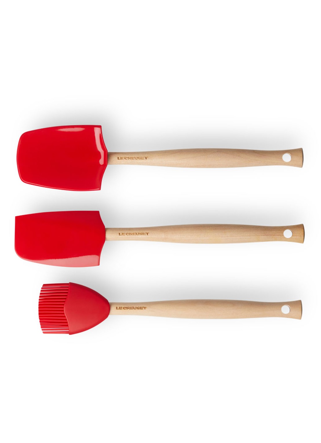 Le Creuset Spatels Premium set van 3  - achterkant 3 kersenrood / rood