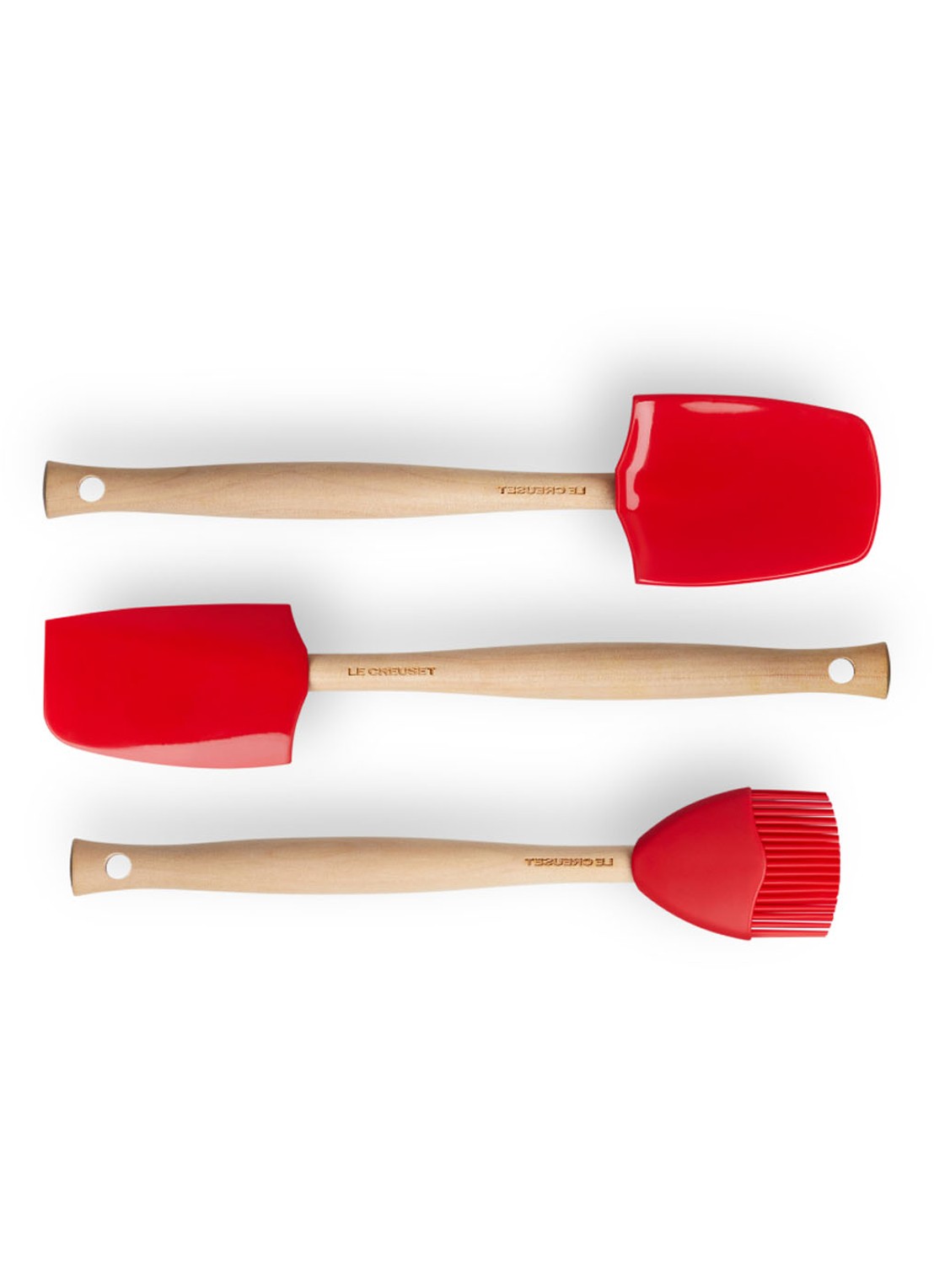 Le Creuset Spatels Premium set van 3  - detail 4 kersenrood / rood