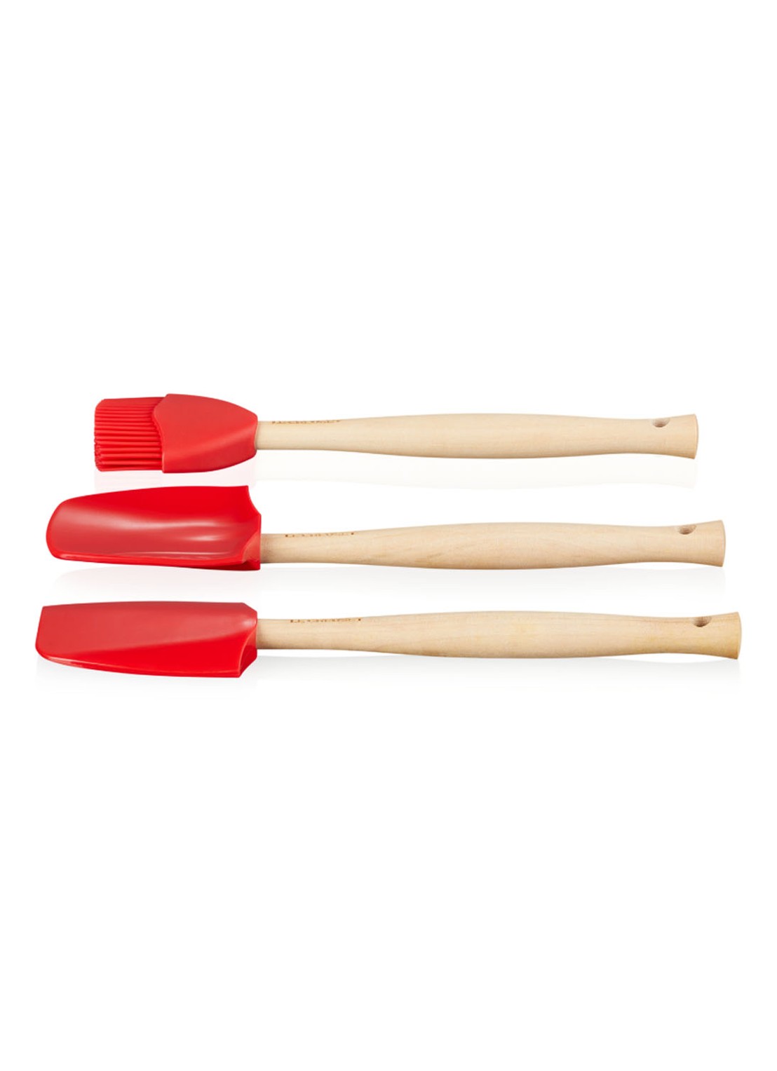 Le Creuset Spatels Premium set van 3  - voorkant kersenrood / rood