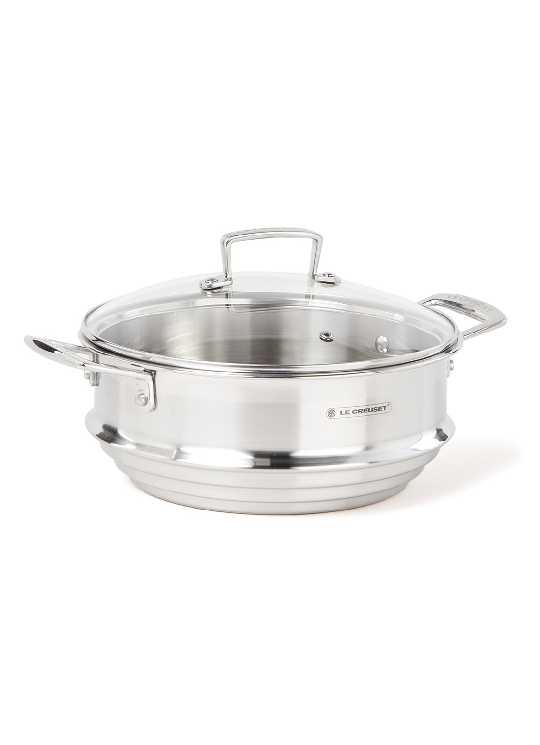 Le Creuset Stoompan 24 cm  - voorkant 2 zilver