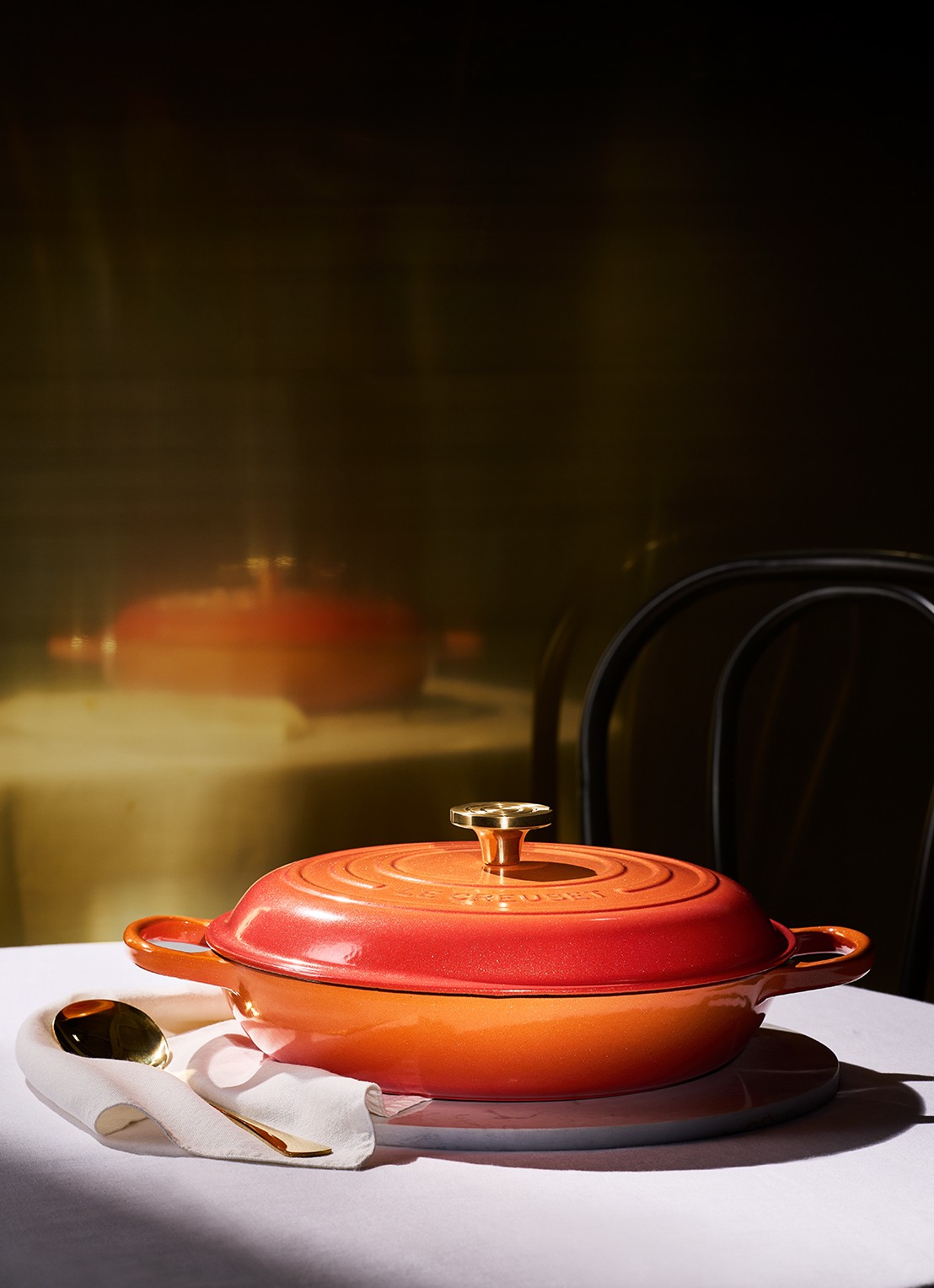 Le Creuset Theemok 0,35 liter - detail orange