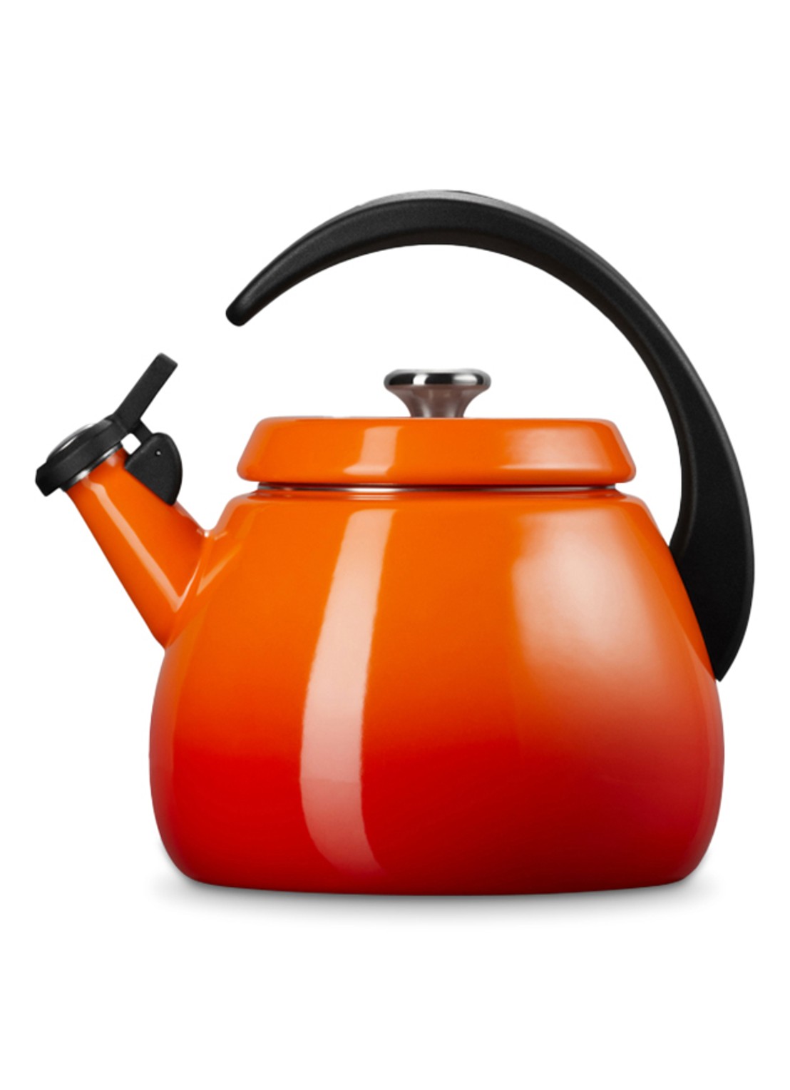 Le Creuset Tradition fluitketel 2,1 liter - achterkant 3 oranjerood