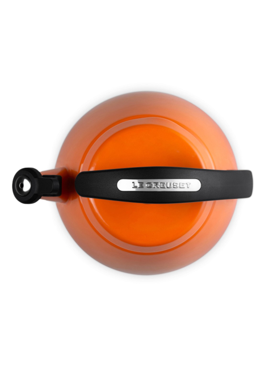 Le Creuset Tradition fluitketel 2,1 liter - detail oranjerood