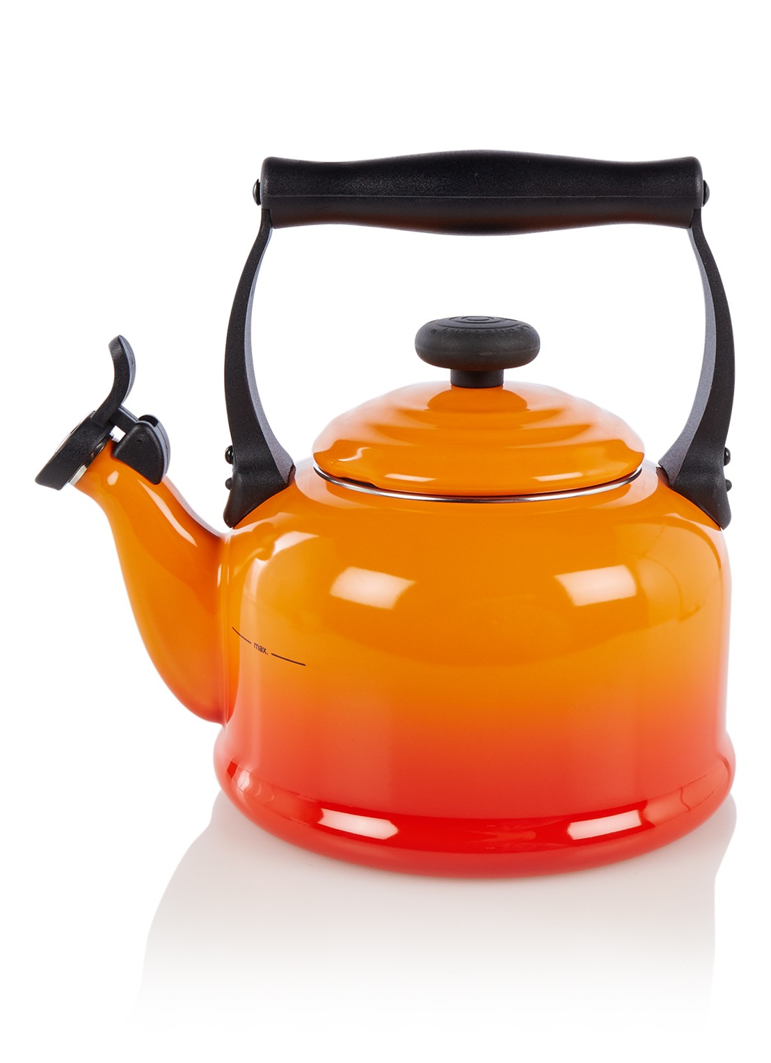 Le Creuset Tradition fluitketel 2,1 liter - voorkant oranjerood / oranje