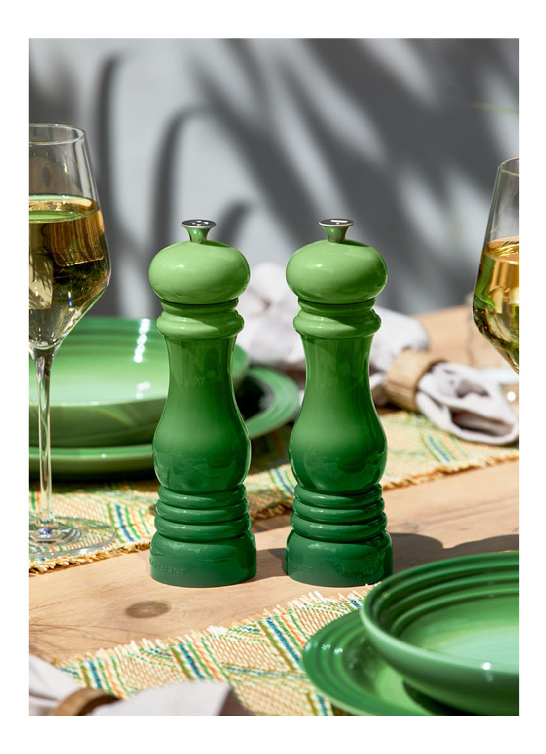 Le Creuset Zoutmolen 21 cm - voorkant 2 bamboo / groen
