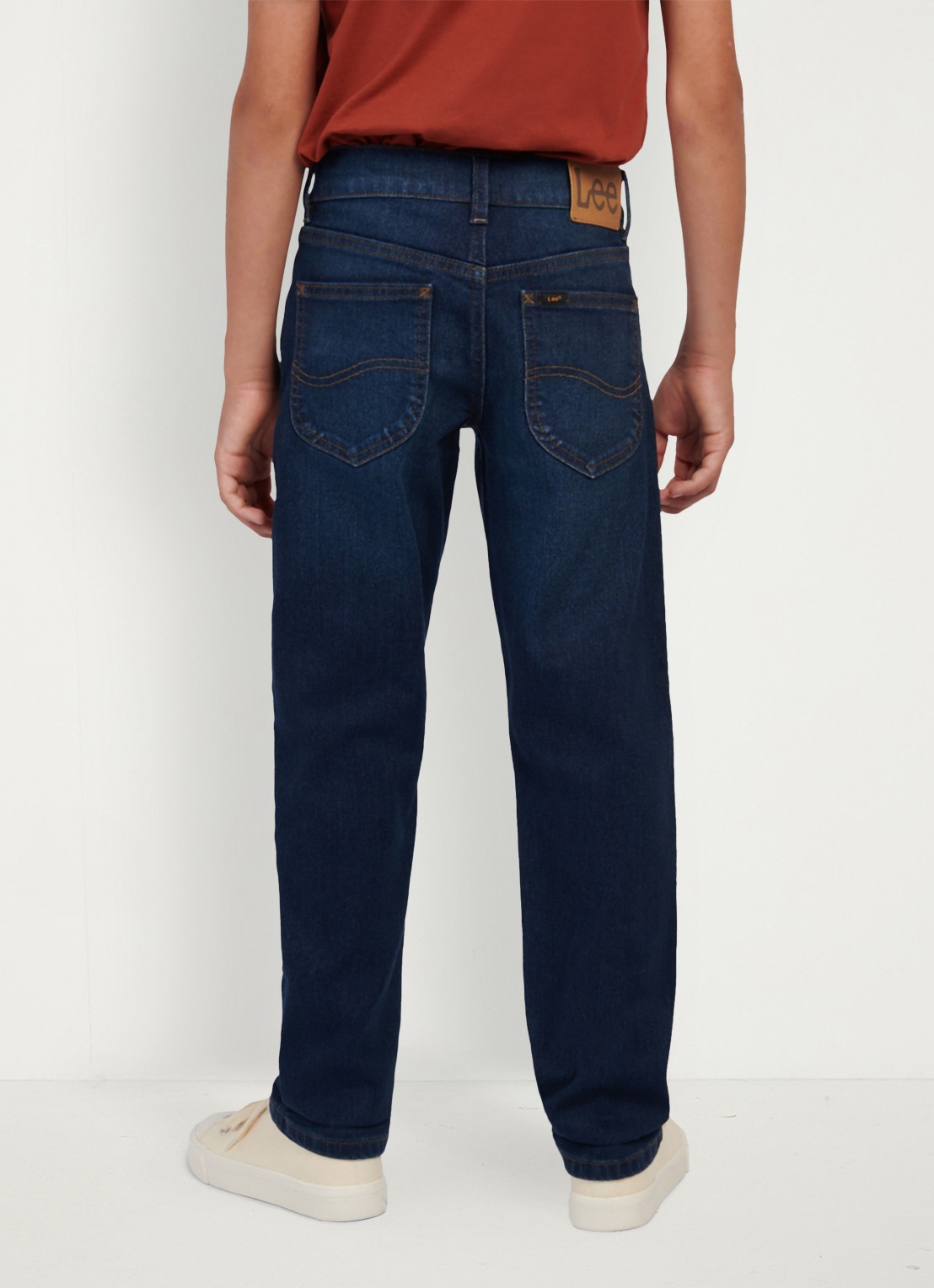 LEE Luke slim fit jeans met stretch - achterkant 6 donkerblauw