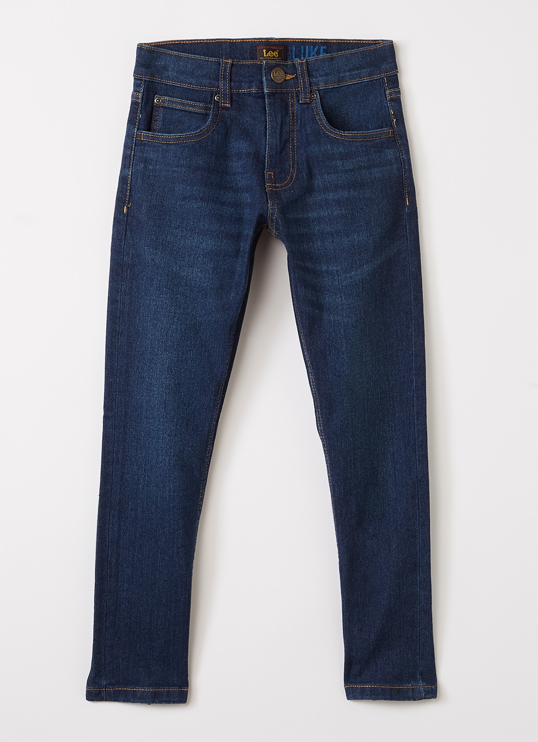 LEE Luke slim fit jeans met stretch - voorkant donkerblauw
