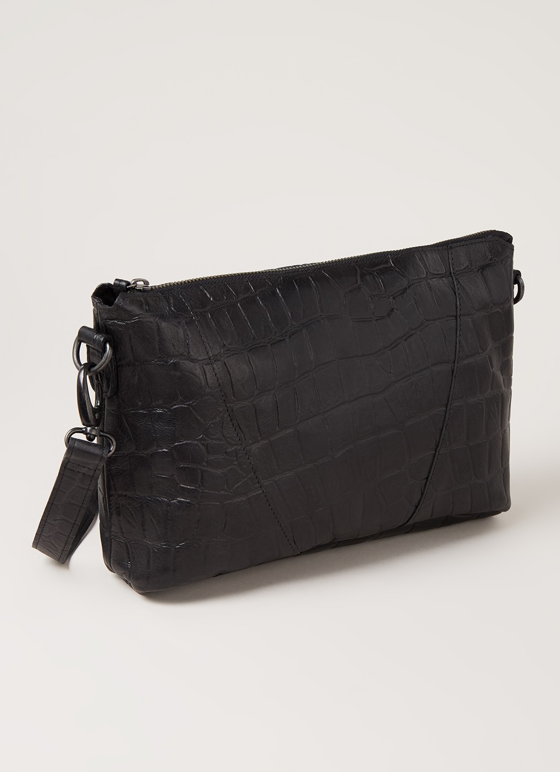 Legend Badia crossbodytas van leer met crocostructuur - detail 3 zwart