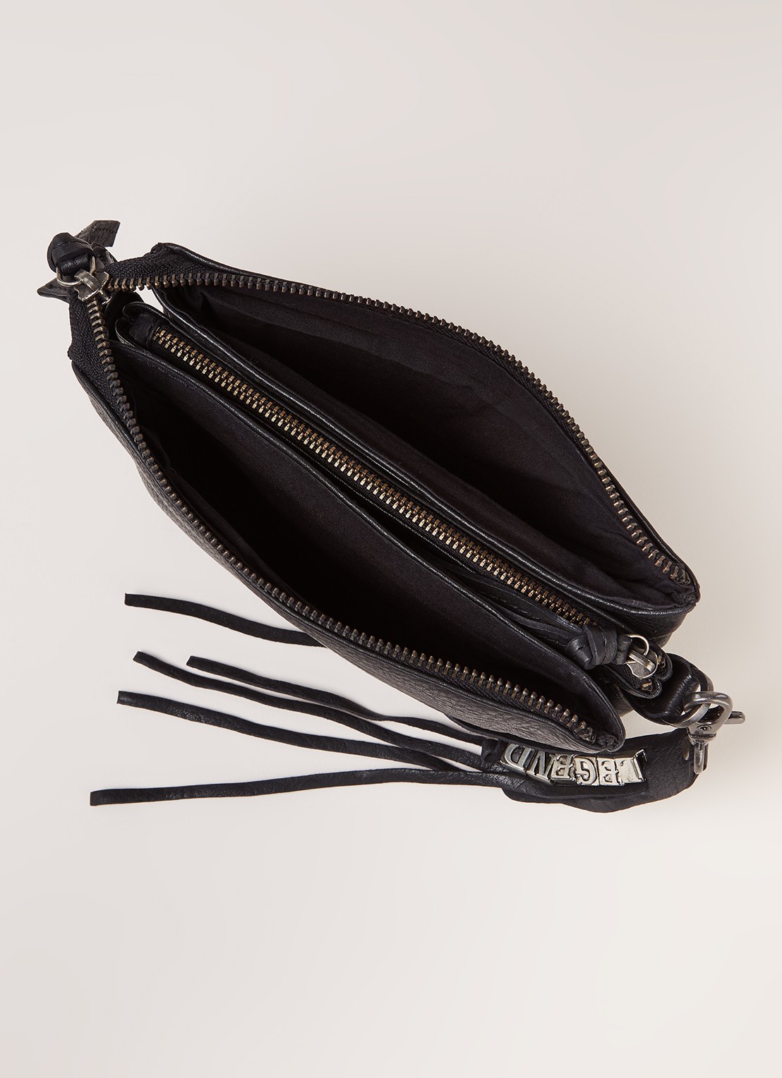 Legend Como crossbodytas van leer - detail 2 zwart