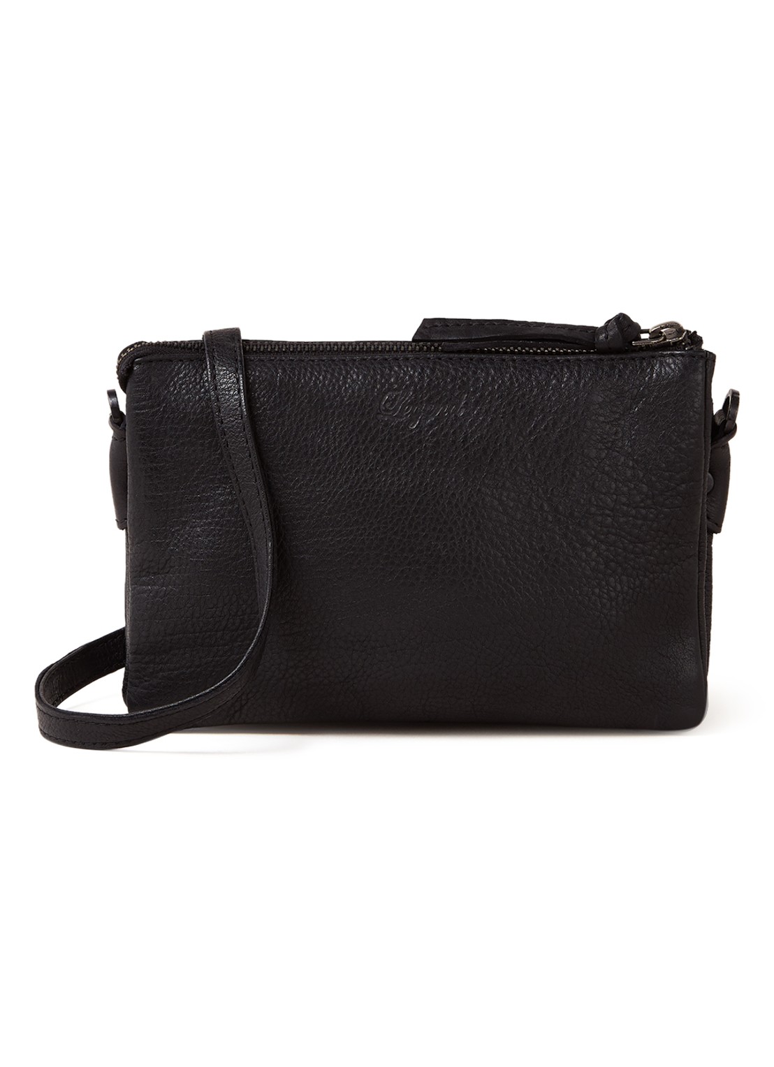 Legend Como crossbodytas van leer - voorkant 4 zwart
