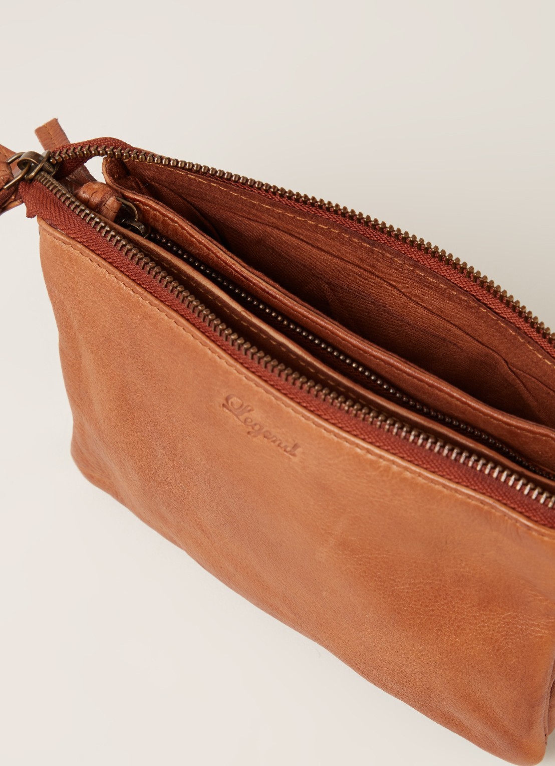 Legend Como crossbodytas van leer - detail 4 cognac
