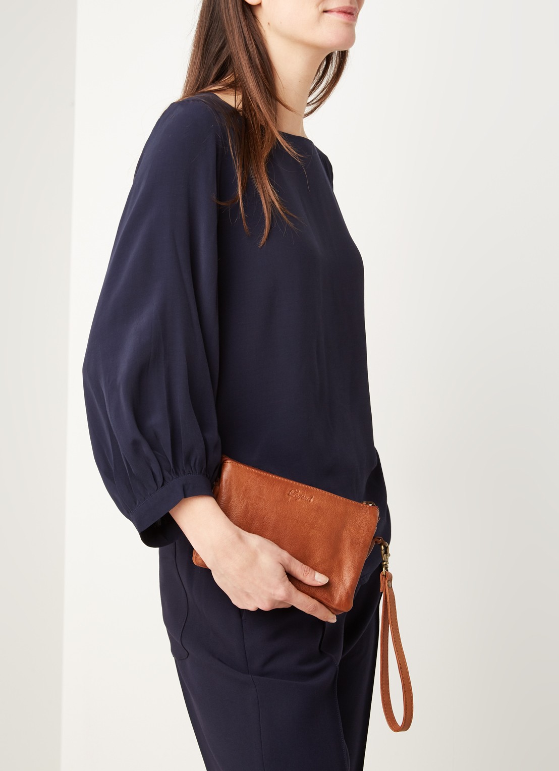 Legend Como crossbodytas van leer - voorkant 2 cognac