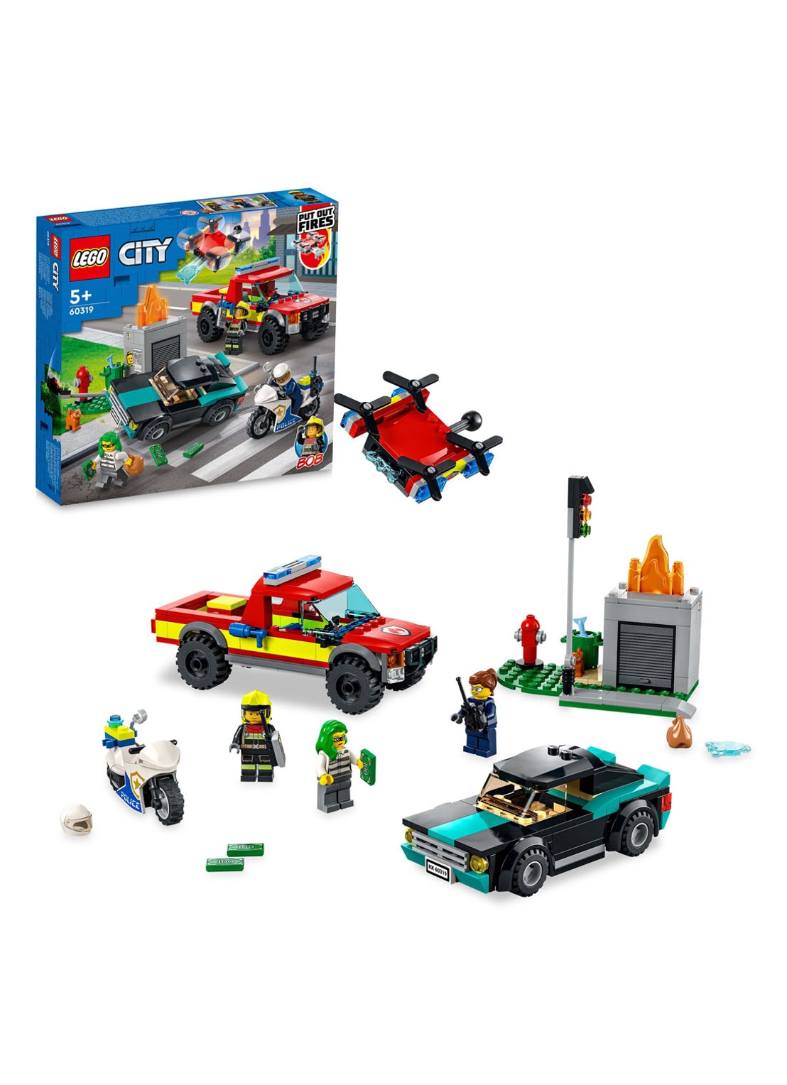 LEGO Brandweer & Politie Achtervolging bouwspeelgoed - 60319 - detail 3 multicolor