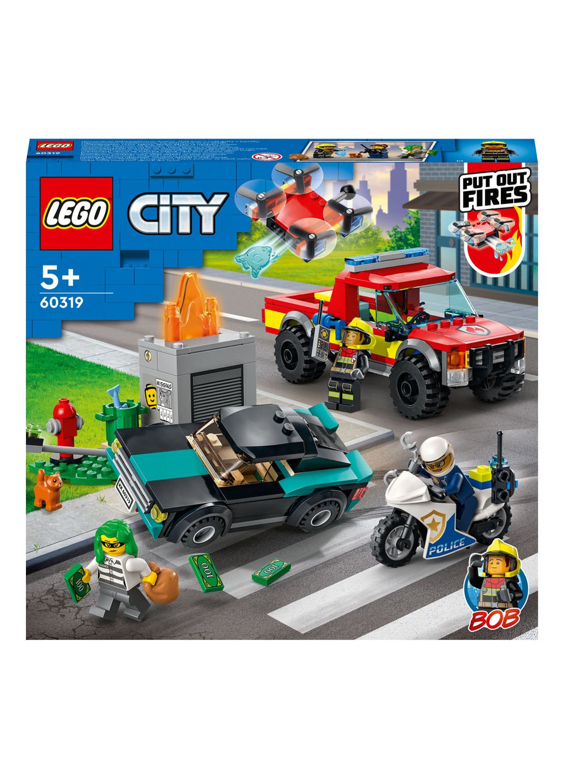 LEGO Brandweer & Politie Achtervolging bouwspeelgoed - 60319 - voorkant multicolor