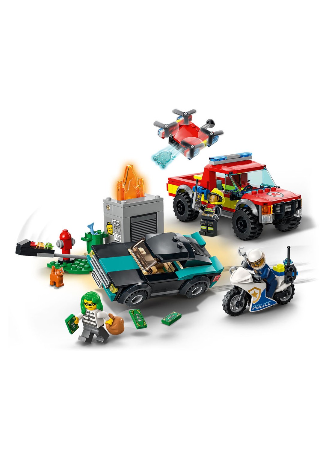 LEGO Brandweer & Politie Achtervolging bouwspeelgoed - 60319 - voorkant 2 multicolor