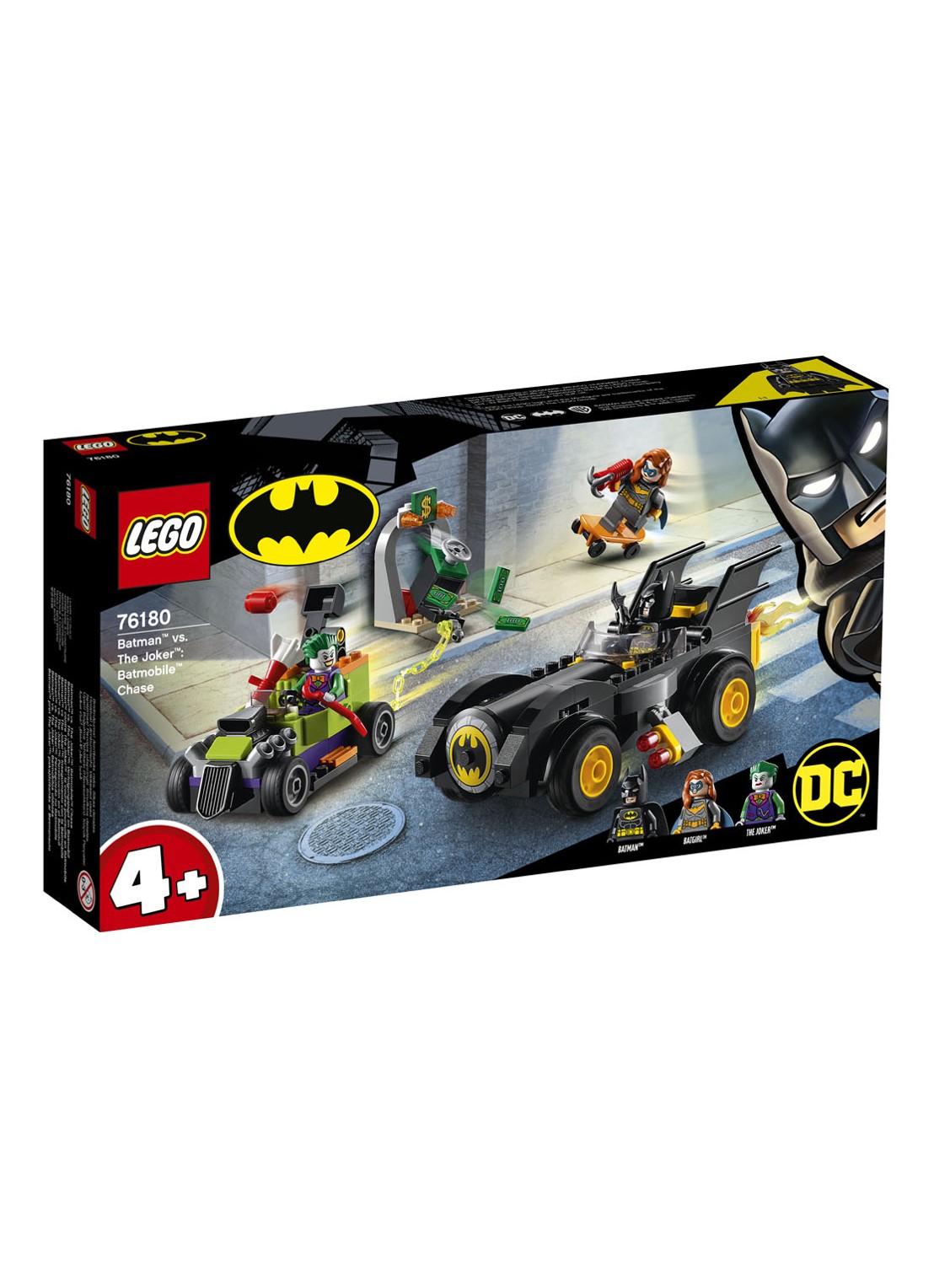 LEGO DC Comics Super Heroes Batman vs. The Joker: Batmobile achtervolging - 76180 - voorkant zwart