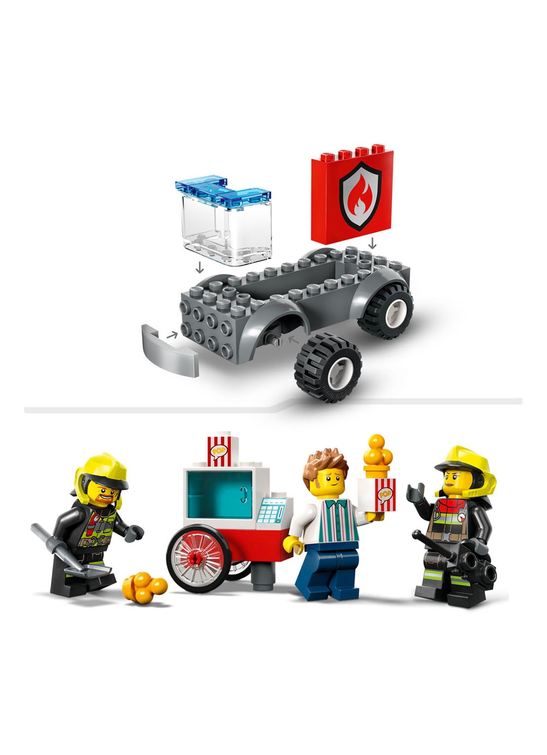LEGO De Brandweerkazerne en de Brandweerwagen Set - 60375 - achterkant multicolor