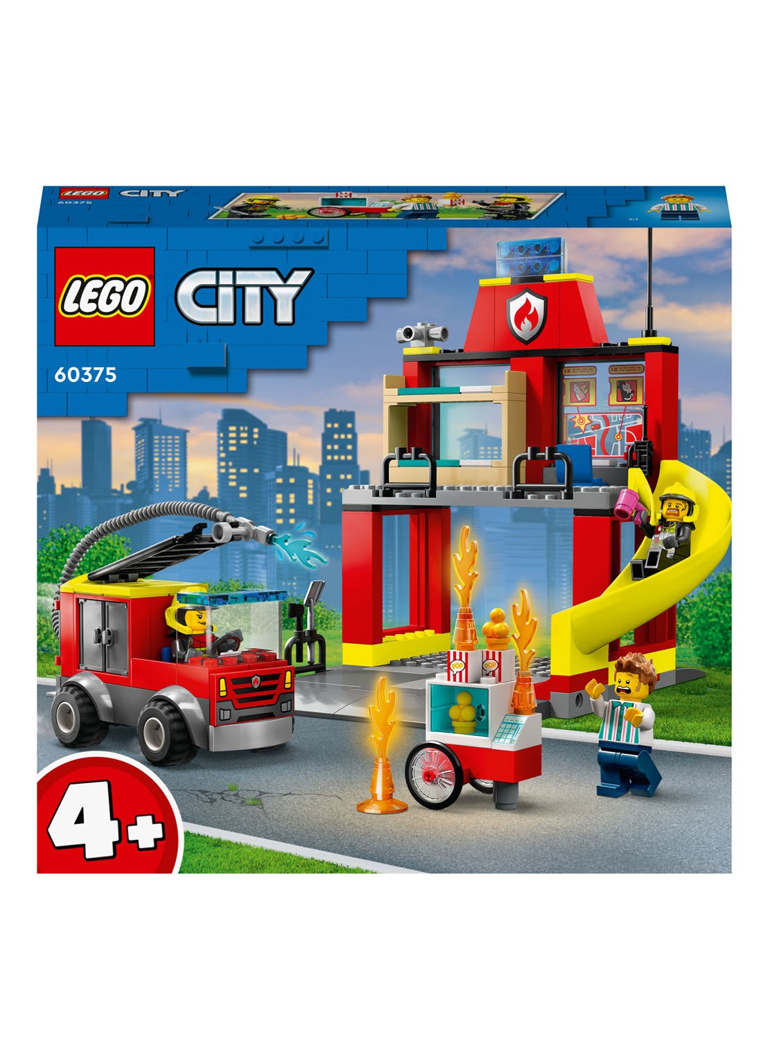 LEGO De Brandweerkazerne en de Brandweerwagen Set - 60375 - voorkant 2 multicolor
