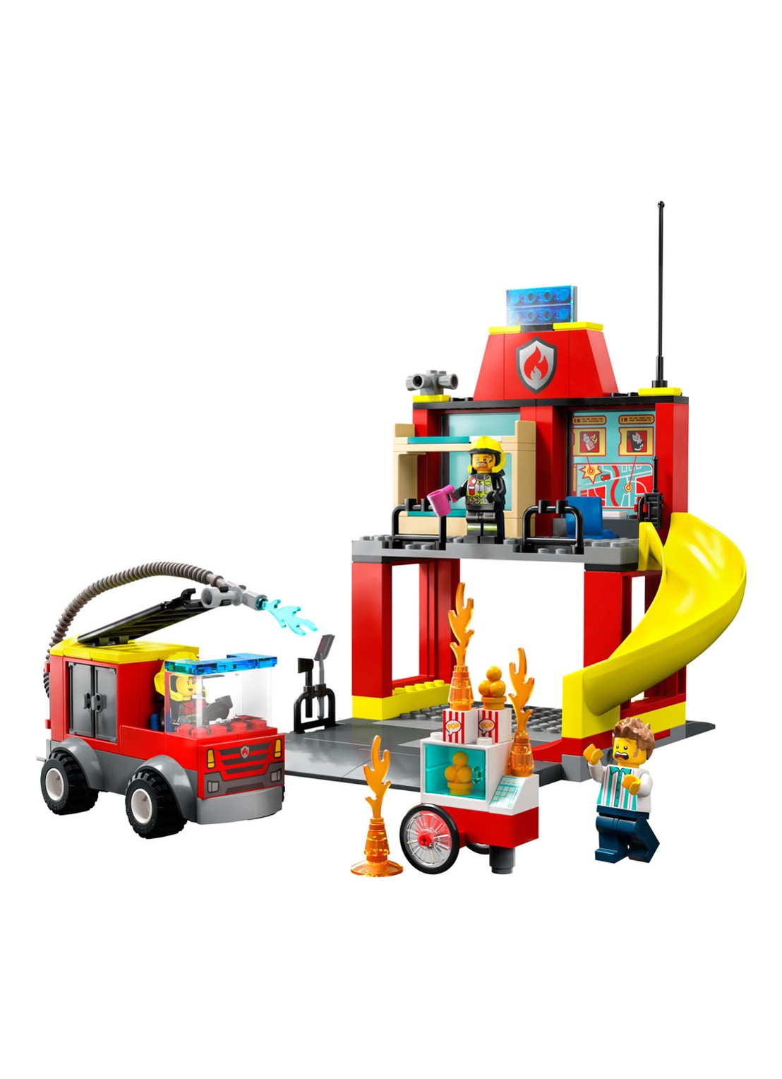 LEGO De Brandweerkazerne en de Brandweerwagen Set - 60375 - voorkant 3 multicolor
