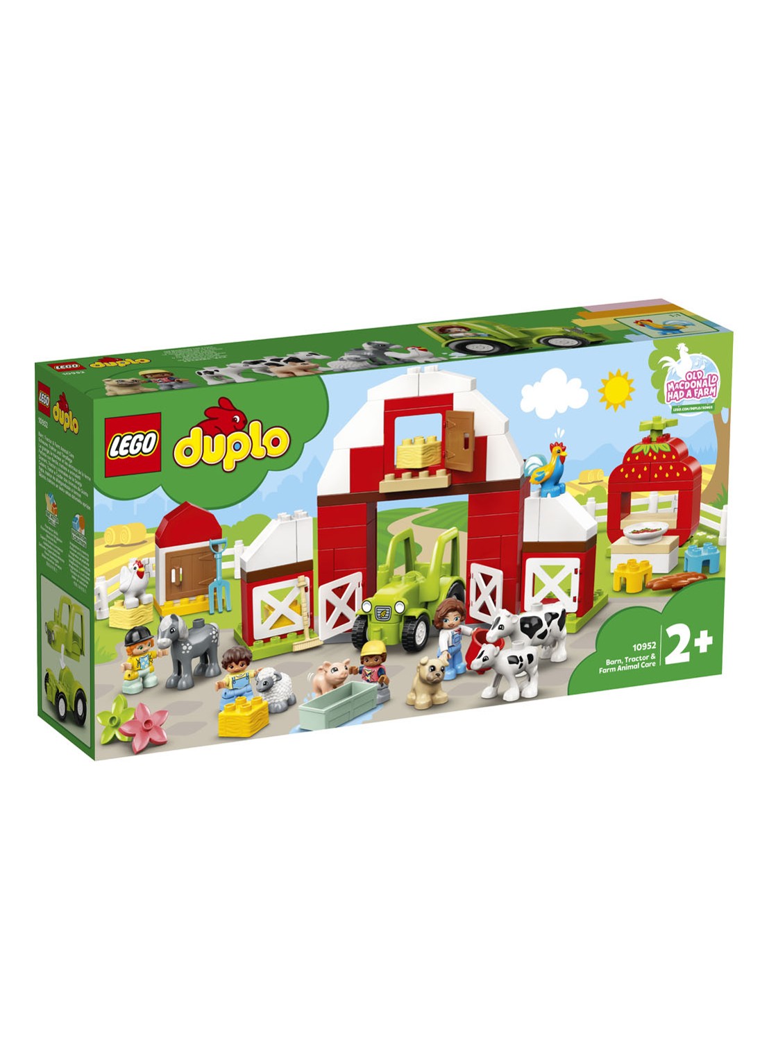 LEGO DUPLO Schuur, tractor & boerderijdieren verzorgen - 10952 - voorkant steenrood
