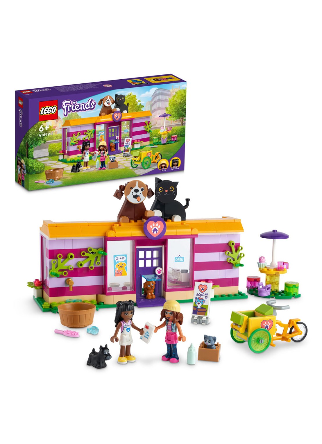 LEGO Friends Huisdierenadoptie Café Dierenset - 41699 - detail multicolor