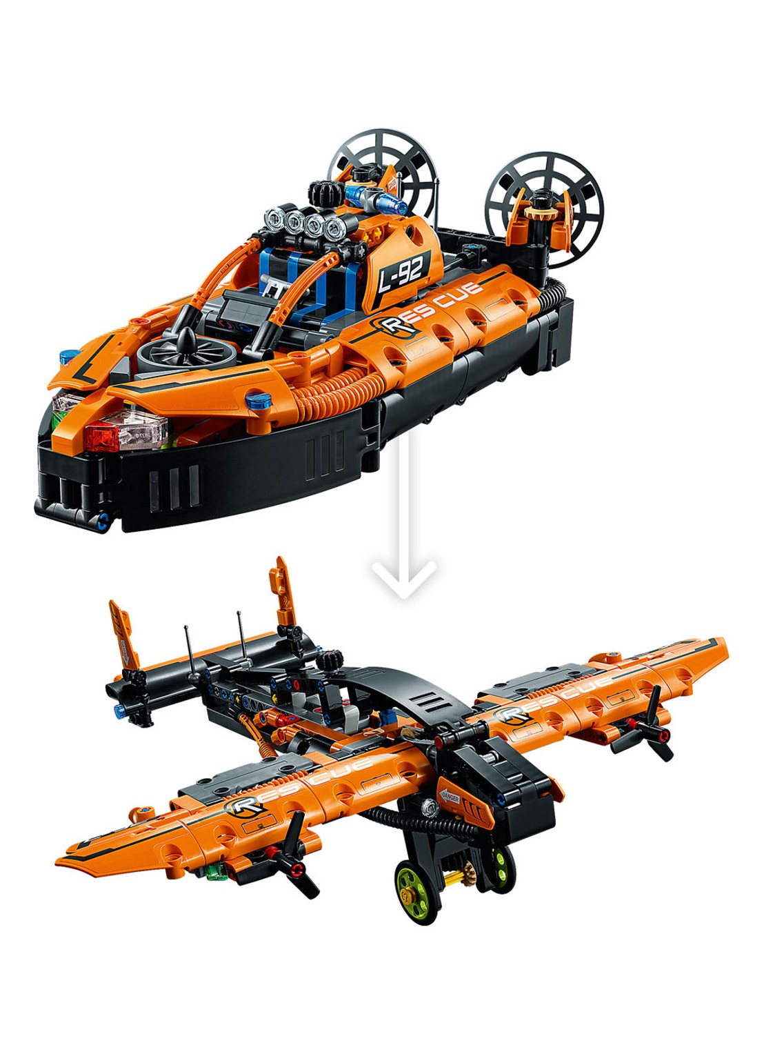 LEGO Technic Reddingshovercraft - 42120 - detail 6 oranjebruin