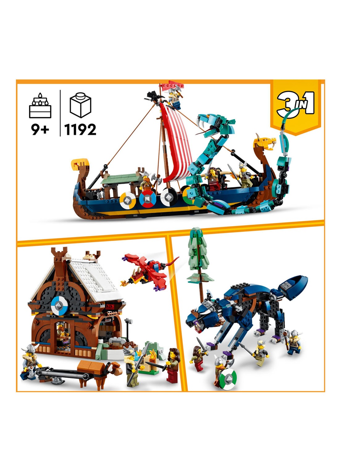 LEGO Vikingschip en de Midgaardslang - 31132 - detail 4 multicolor