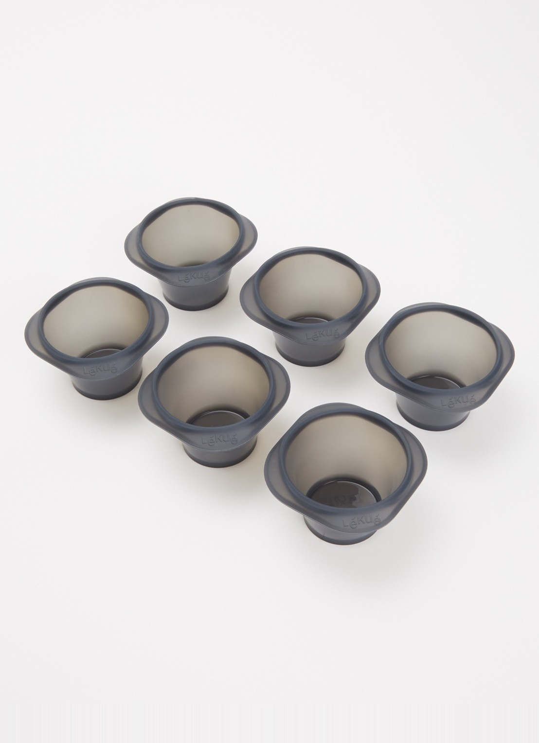 Lékué Bakvorm voor Molten Lava Cake 7,5 cm set van 6 - voorkant 3 zwart