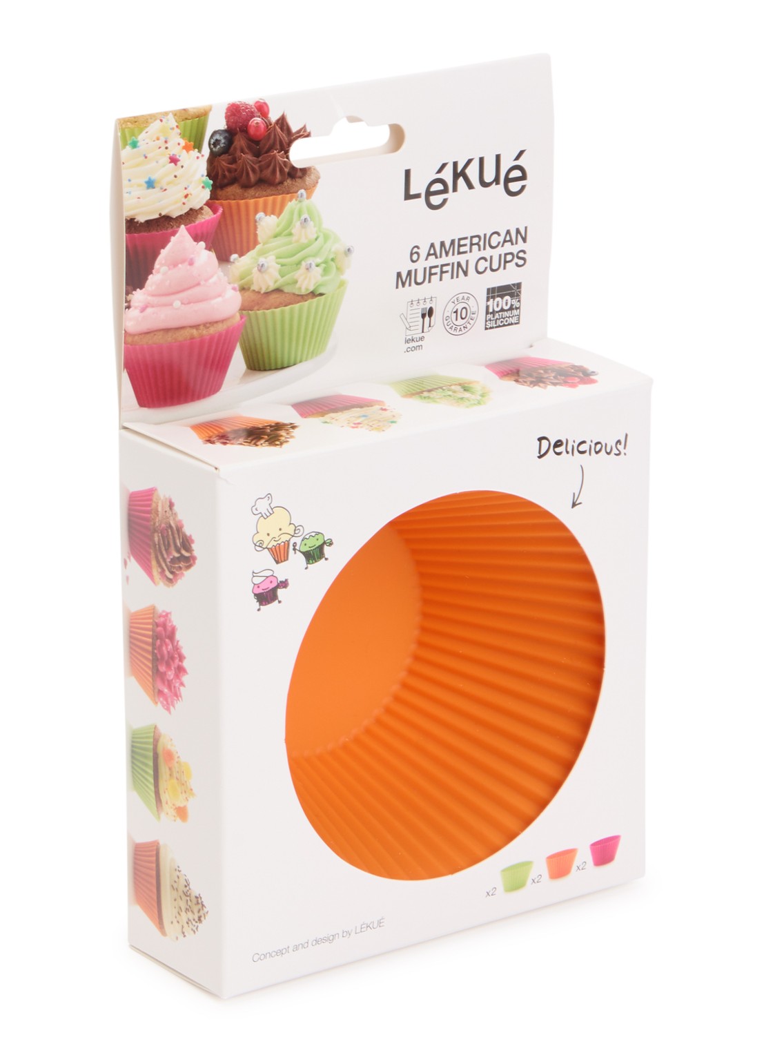 Lékué Bakvorm voor muffins 10 cm set van 6 - voorkant multicolor