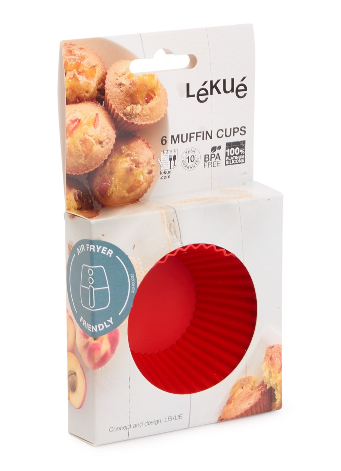 Lékué Bakvorm voor muffins 7 cm set van 6 - voorkant rood