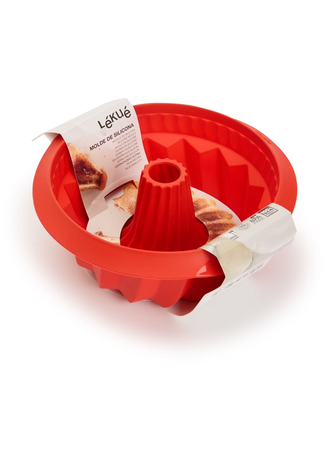 Lékué Bakvorm voor savarin 22 cm - voorkant rood