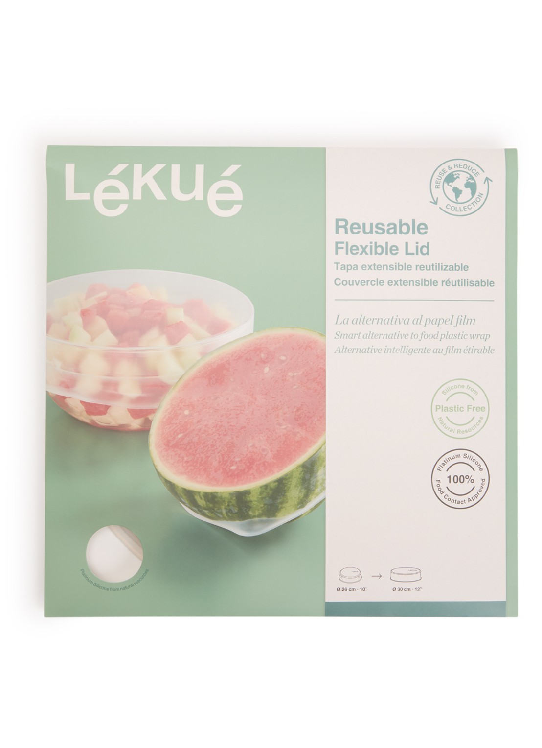 Lékué Flexibele hebruikbare deksel 26 cm - voorkant transparant