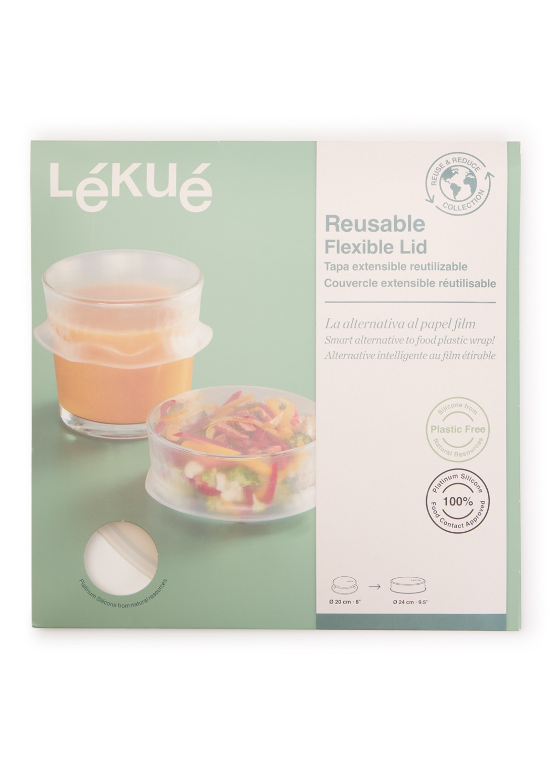 Lékué Flexibele herbruikbare deksel 20 cm - voorkant transparant