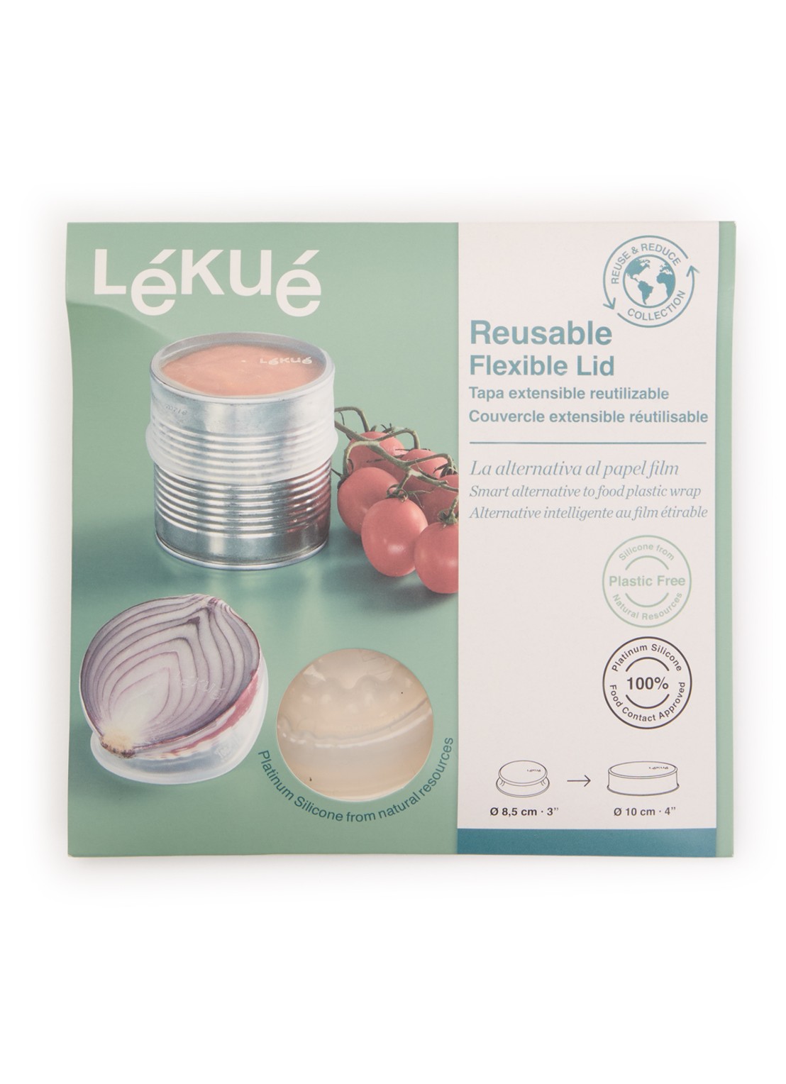 Lékué Flexibele herbruikbare deksel 8,5 cm set van 2 - voorkant transparant
