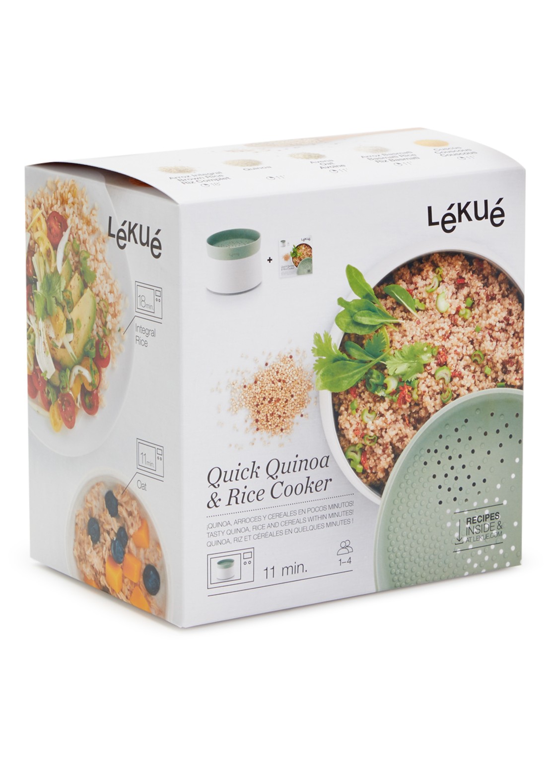 Lékué Magnetron quinoia- en rijstkoker 17,8 cm - voorkant lichtgroen