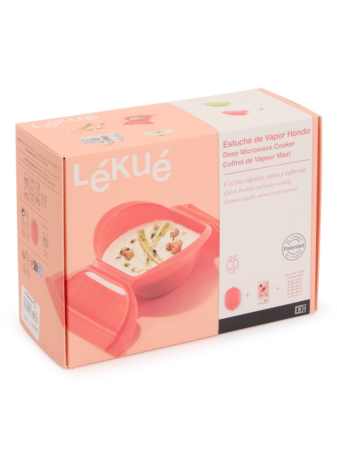 Lékué Magnetron stoomkoker 21,5 cm - voorkant rood
