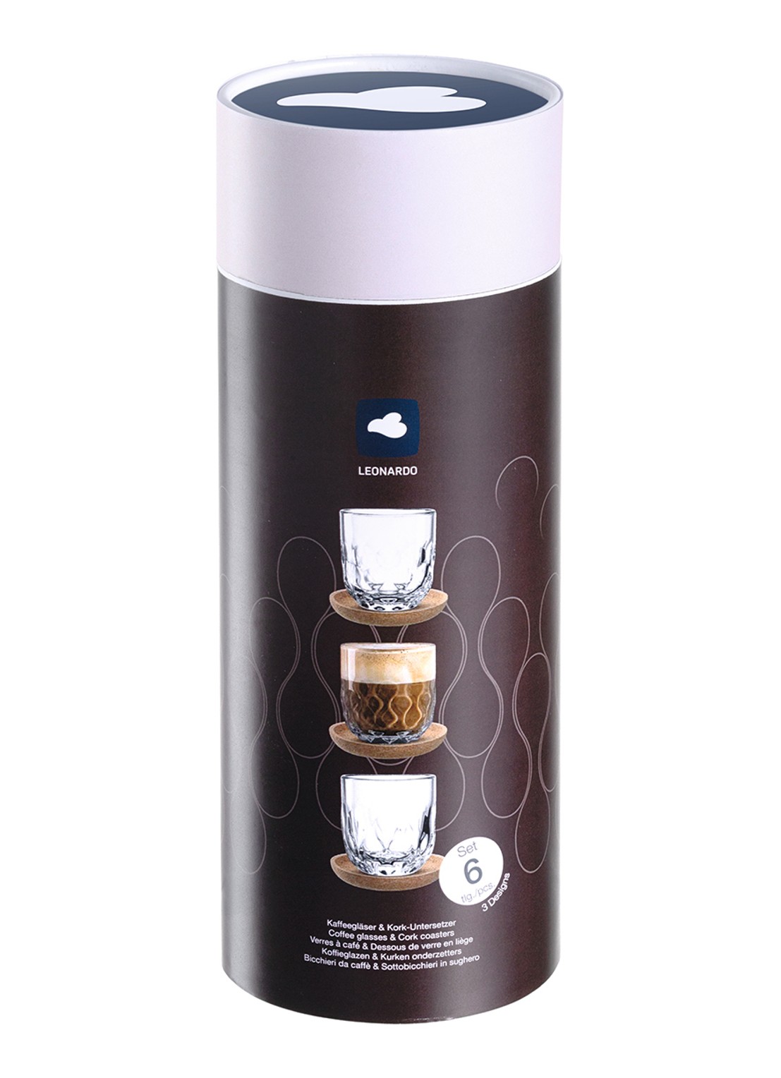 Leonardo Gocce koffieglas 22 cl met onderzetter set van 6 - detail 3 transparant