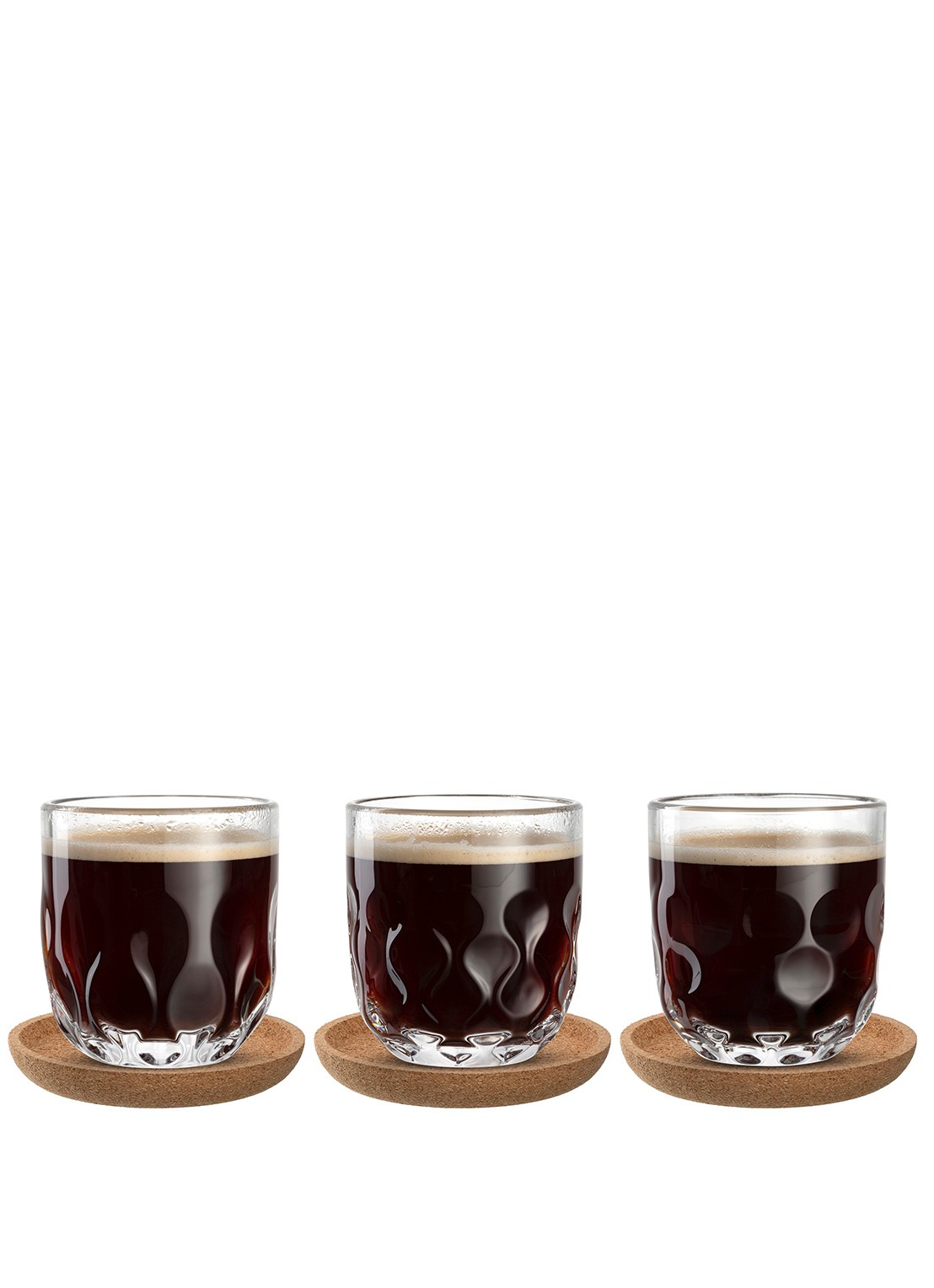 Leonardo Gocce koffieglas 22 cl met onderzetter set van 6 - voorkant transparant