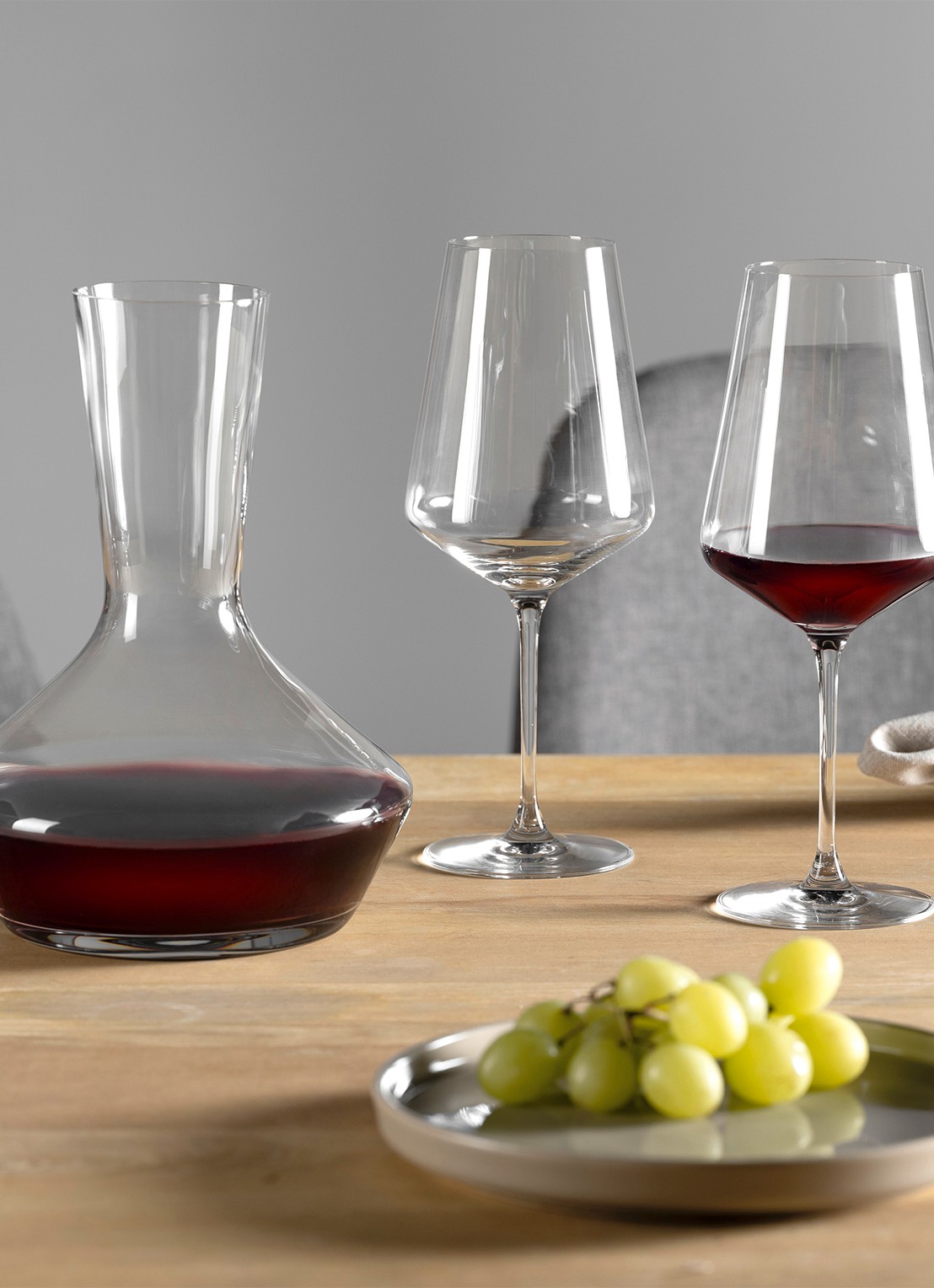 Leonardo Set van decanteer karaf met wijnglas 3-delig - achterkant transparant