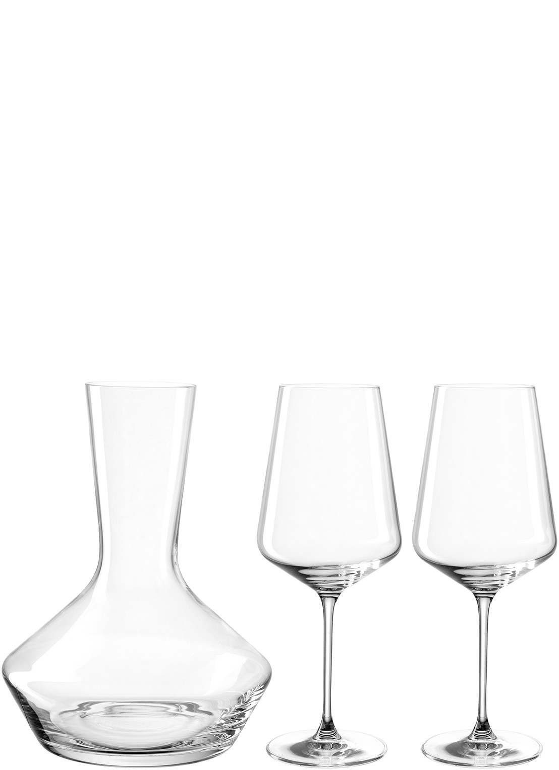 Leonardo Set van decanteer karaf met wijnglas 3-delig - voorkant 2 transparant